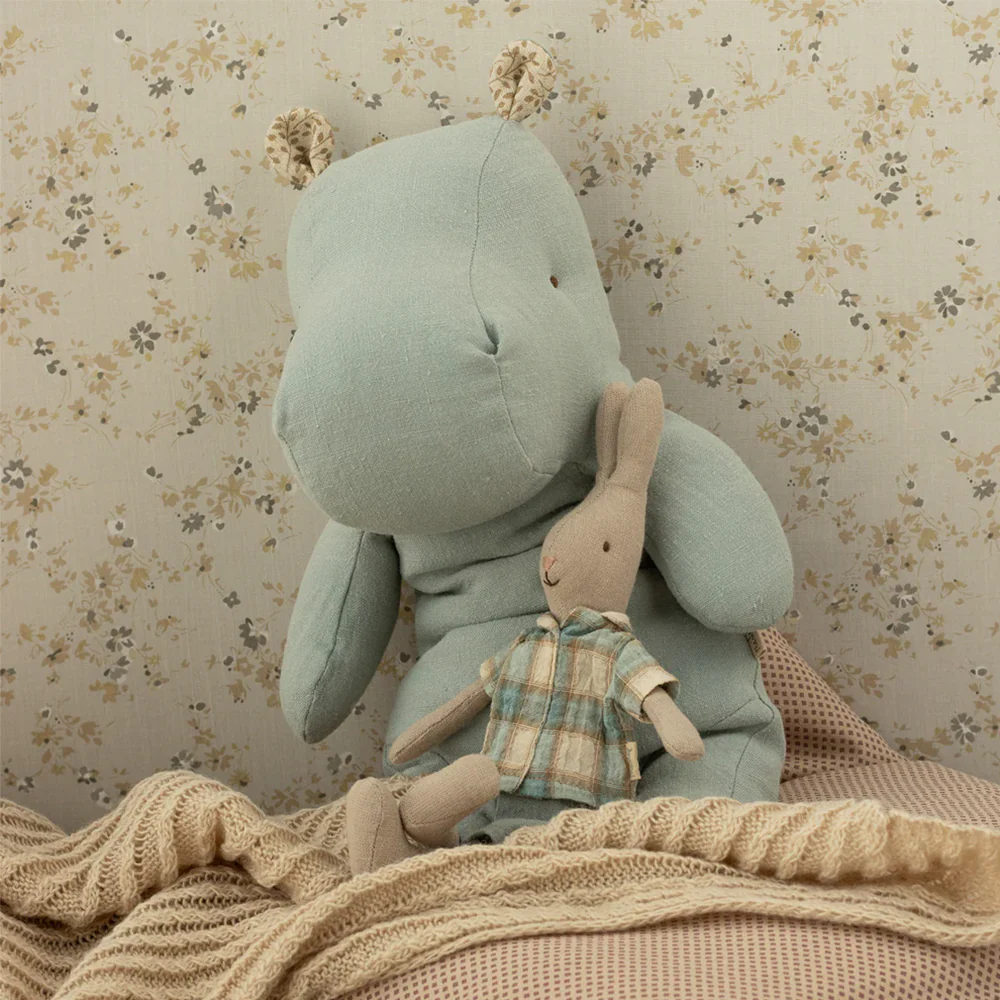 Maileg Safari Friends 'Hippo' Medium Blue Grey - Image 2