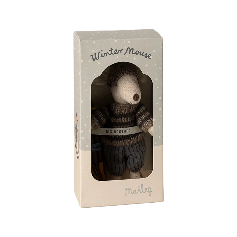 Maileg 'Wintermaus mit Ski' Grosser Bruder Grey - Image 2