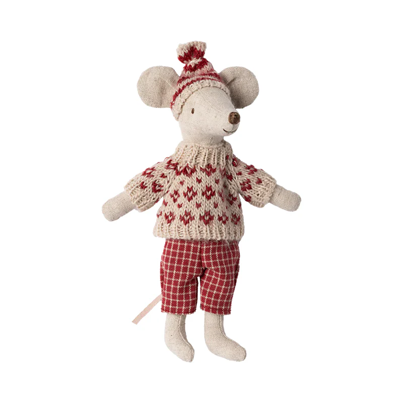 Maileg 'Wintermaus mit Ski' Mama Red - Image 3