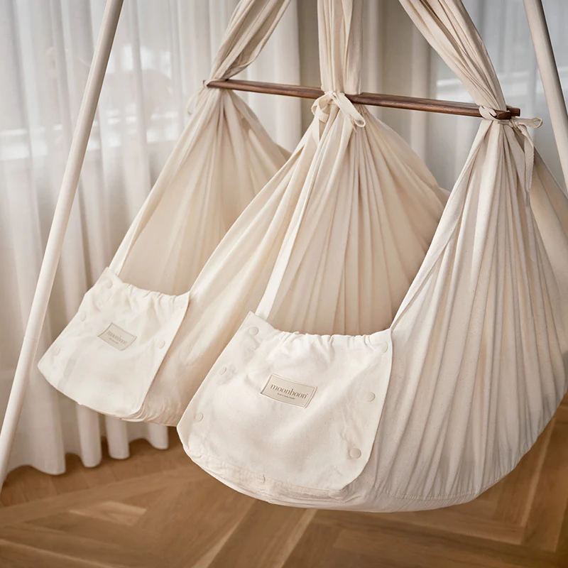 Moonboon  Classic Bundle Connect  Zwillings-Federwiege  Weiss/Nature - Image 3