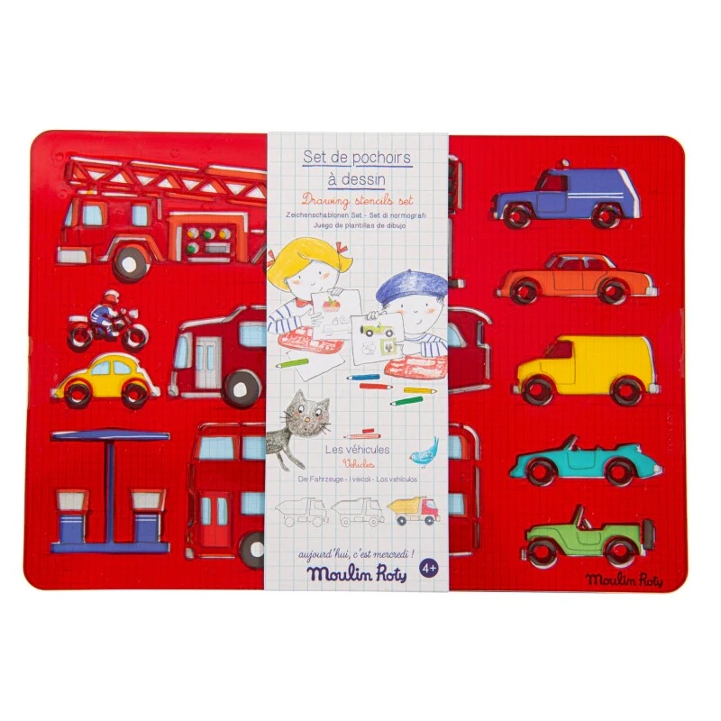 Moulin Roty  Zeichenschablonen-Set Fahrzeuge  Mémoire d'Enfant - Image 2