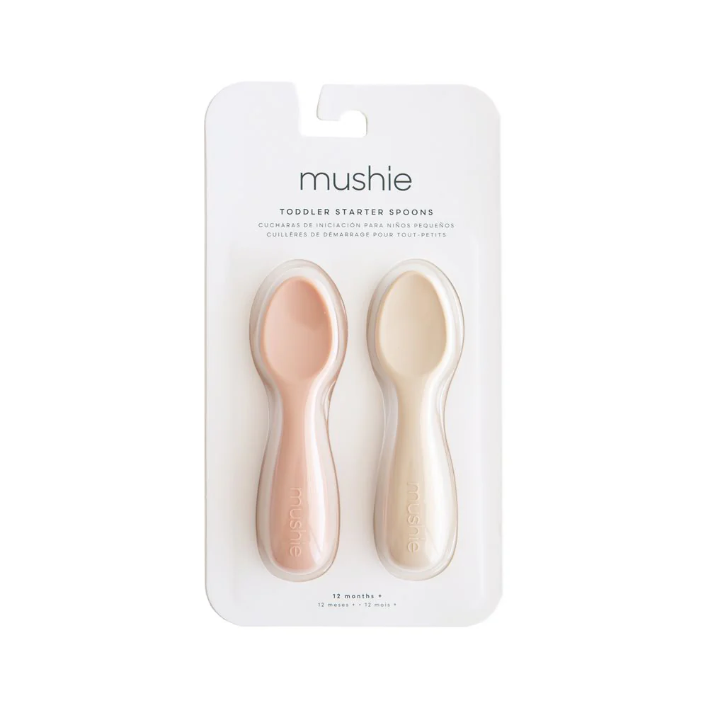 Mushie Starter Baby Löffel 2er-Set   Blush/Shifting Sand - Image 3