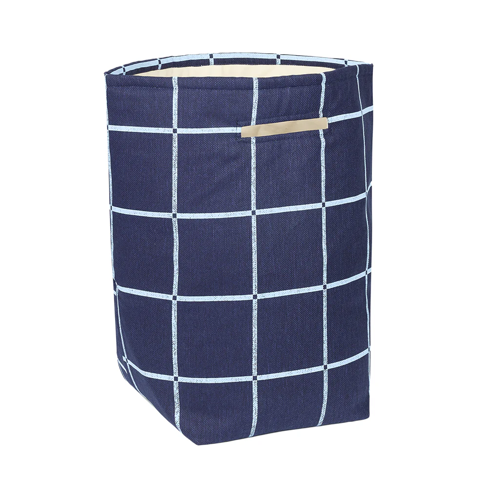 Nobodinoz  Aufbewahrungskorb 'Vibes'  Navy Blue Windowpane Vintage Effect - Image 2