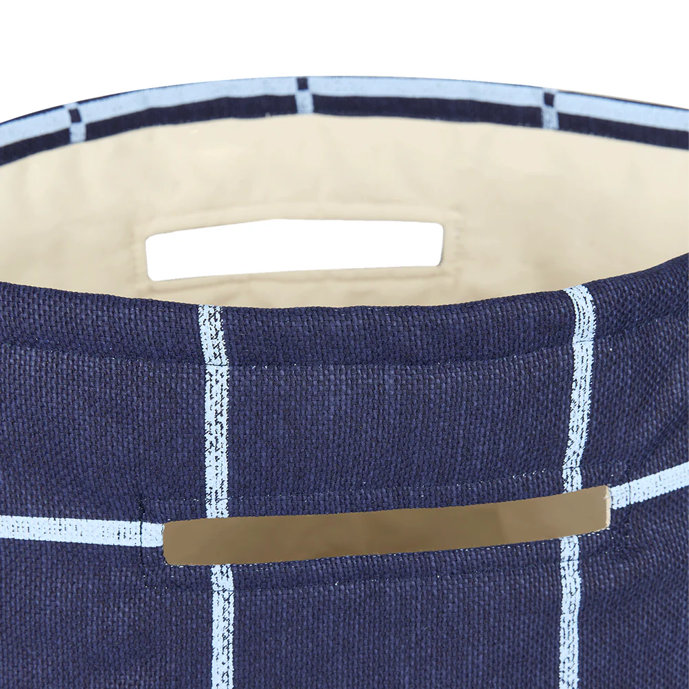 Nobodinoz  Aufbewahrungskorb 'Vibes'  Navy Blue Windowpane Vintage Effect - Image 3
