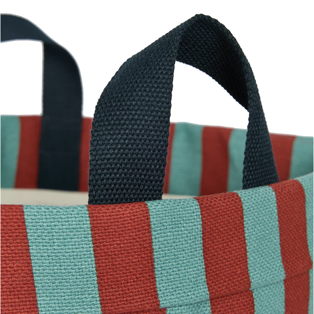 Nobodinoz  Grosser runder Aufbewahrungskorb Red Teal Green Stripes - Image 2