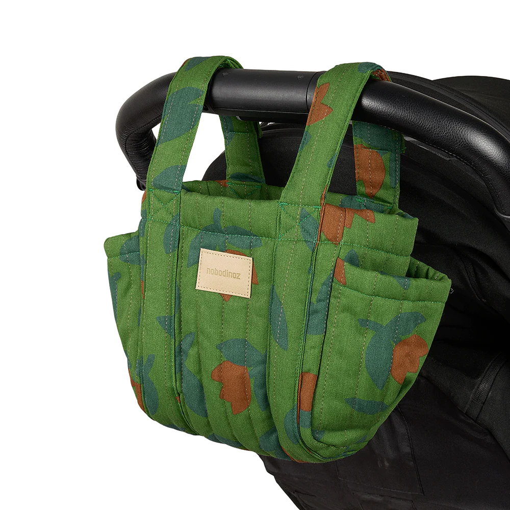 Nobodinoz Kinderwagen Organizer 'Hyde Park' Green Tulips - Image 2