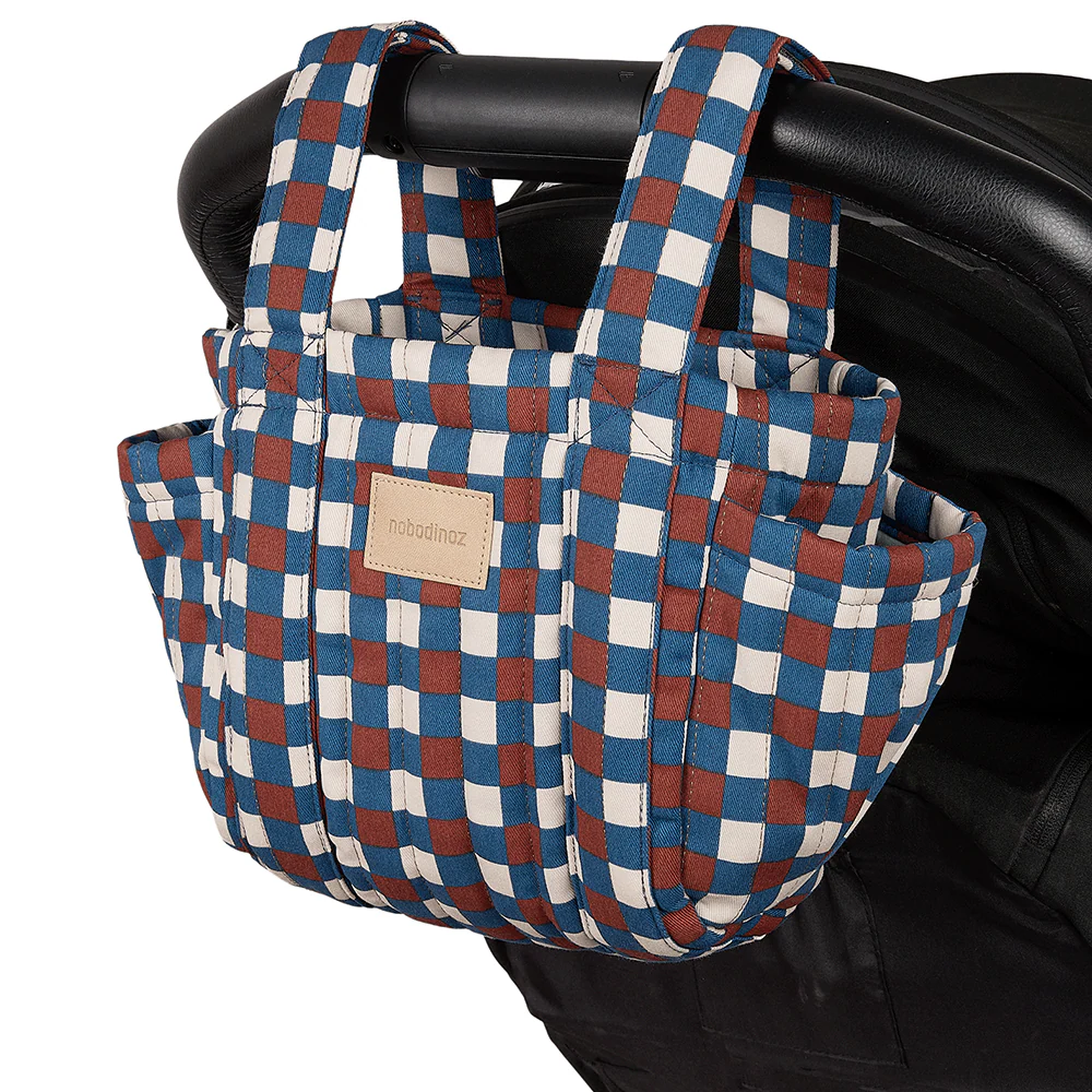 Nobodinoz Kinderwagen Organizer 'Hyde Park' Blue Red Mosaic - Image 2