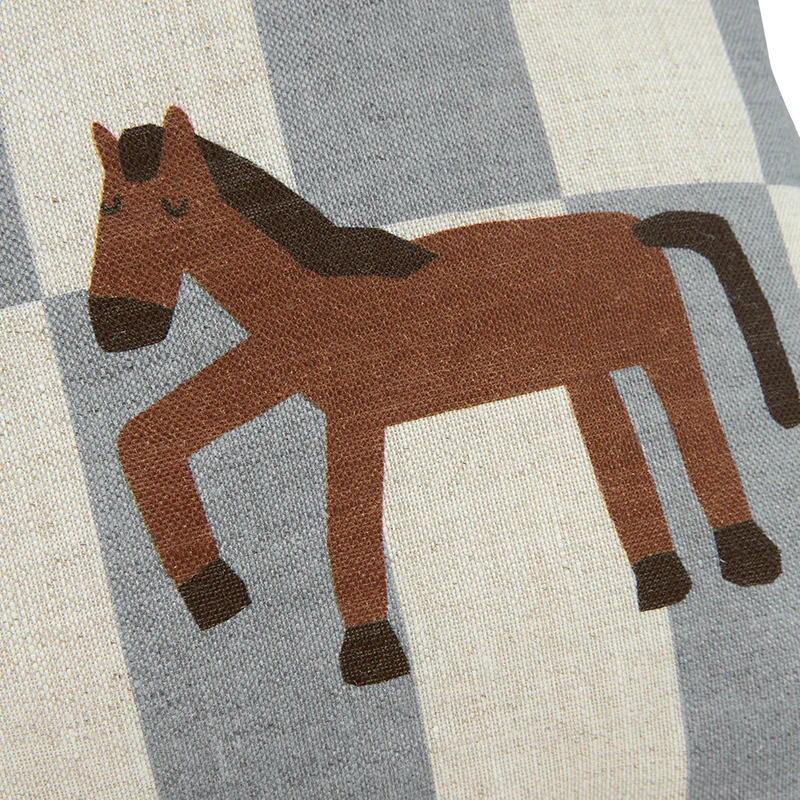 Nobodinoz Kissen aus Leinen 'Vibes' Blue Tile Horse - Image 2