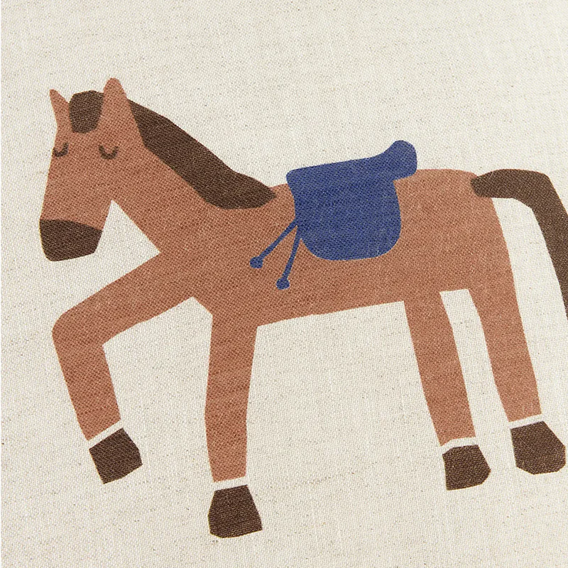 Nobodinoz Kissen aus Leinen 'Vibes' Charcoal Stripes Horse - Image 2