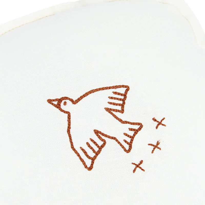 Nobodinoz Leinen Wolkenkissen mit Vogelstickerei Off White - Image 2