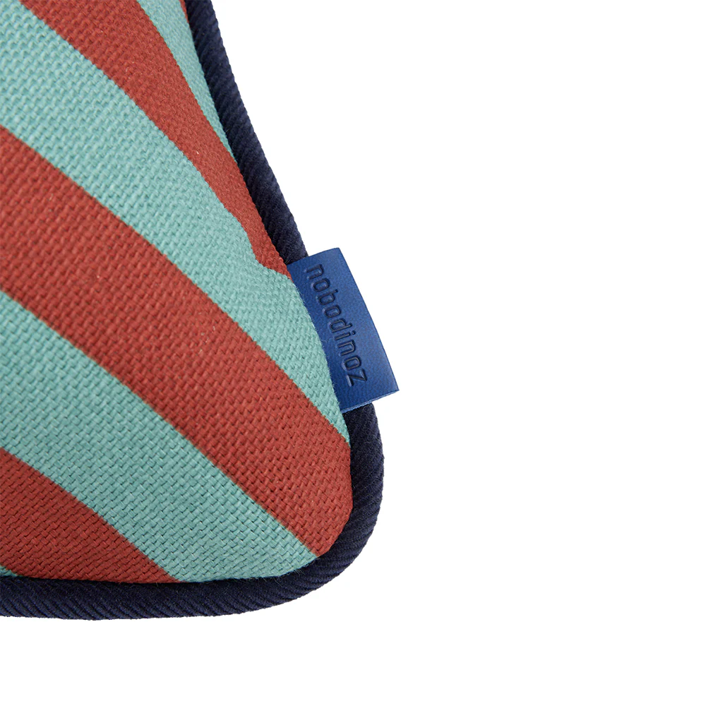 Nobodinoz Rechteckiges Kissen 'Ray' Red Teal Green Stripes - Image 2