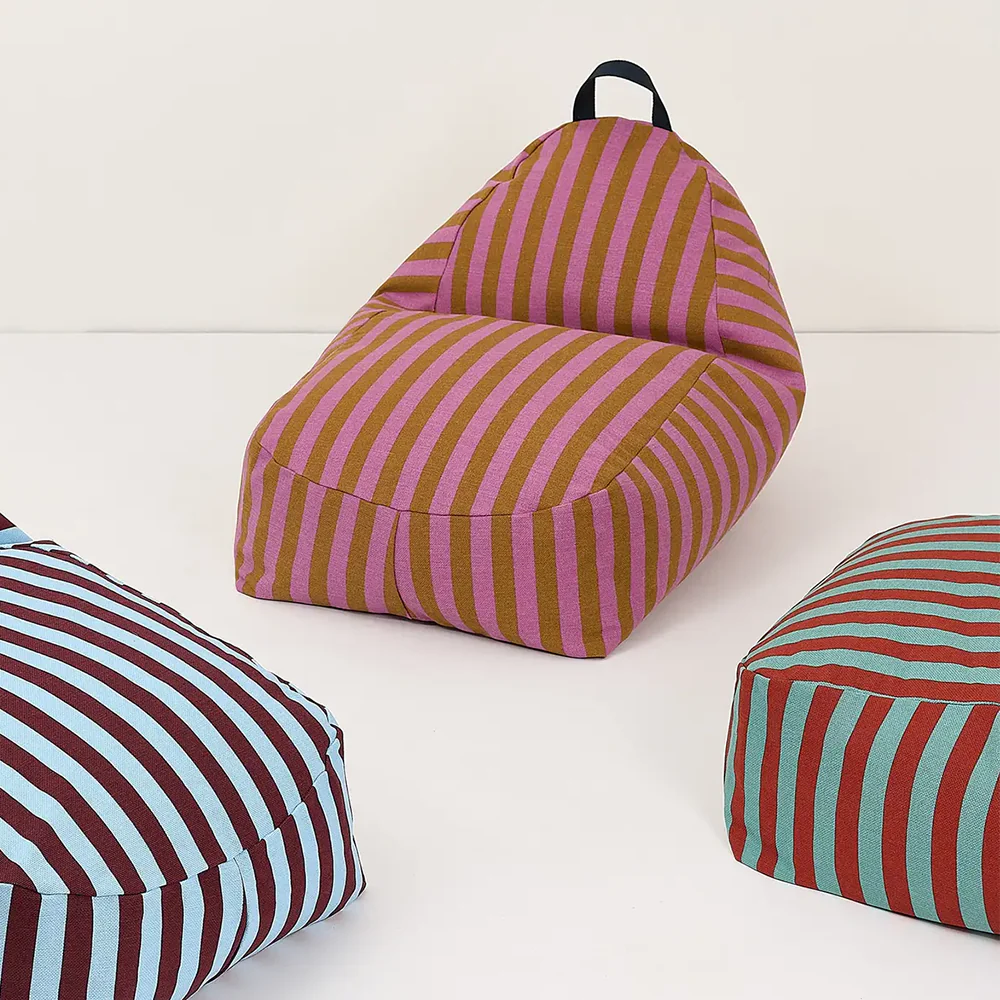 Nobodinoz Sitzsack 'Bliss' Pink Curry Stripes - Image 2
