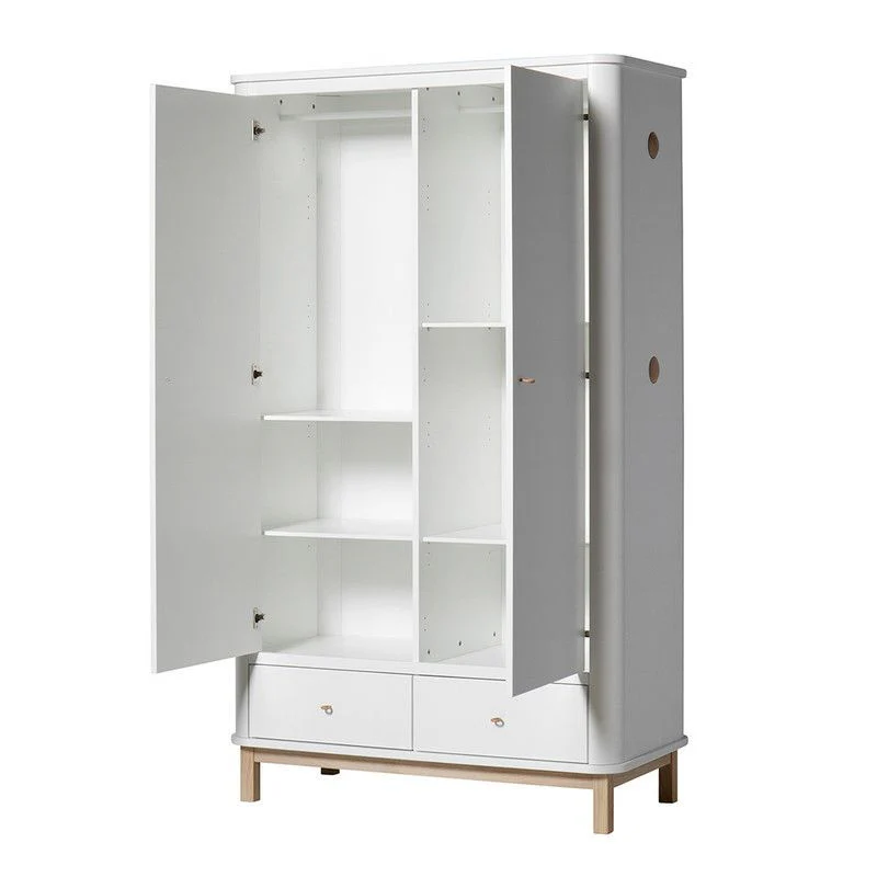 Oliver Furniture  Wood Kleiderschrank 2-türig  Weiss/Eiche - Image 4
