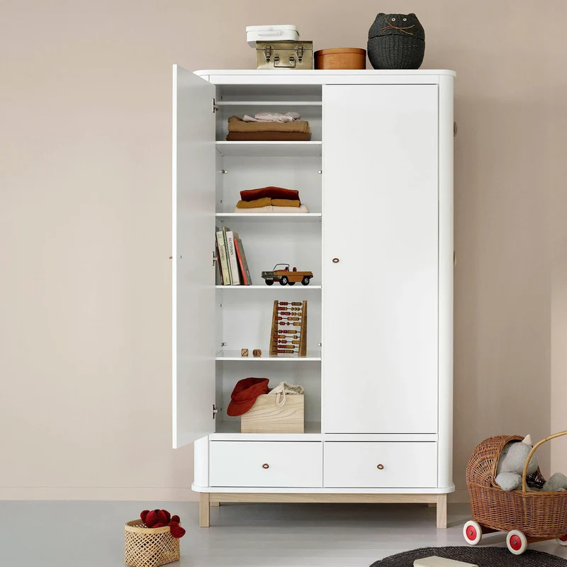 Oliver Furniture  Wood Kleiderschrank 2-türig  Weiss/Eiche - Image 5
