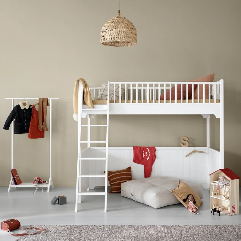 Oliver Furniture  Umbauset Seaside  Etagenbett mit gerader Leiter zum Hochbett  Weiss - Image 2