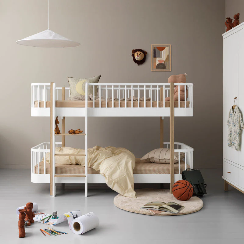 Oliver Furniture  Umbauset Wood Halbhohes Hochbett H 128 cm zum Halbhohen Etagenbett  Weiss/Eiche - Image 2