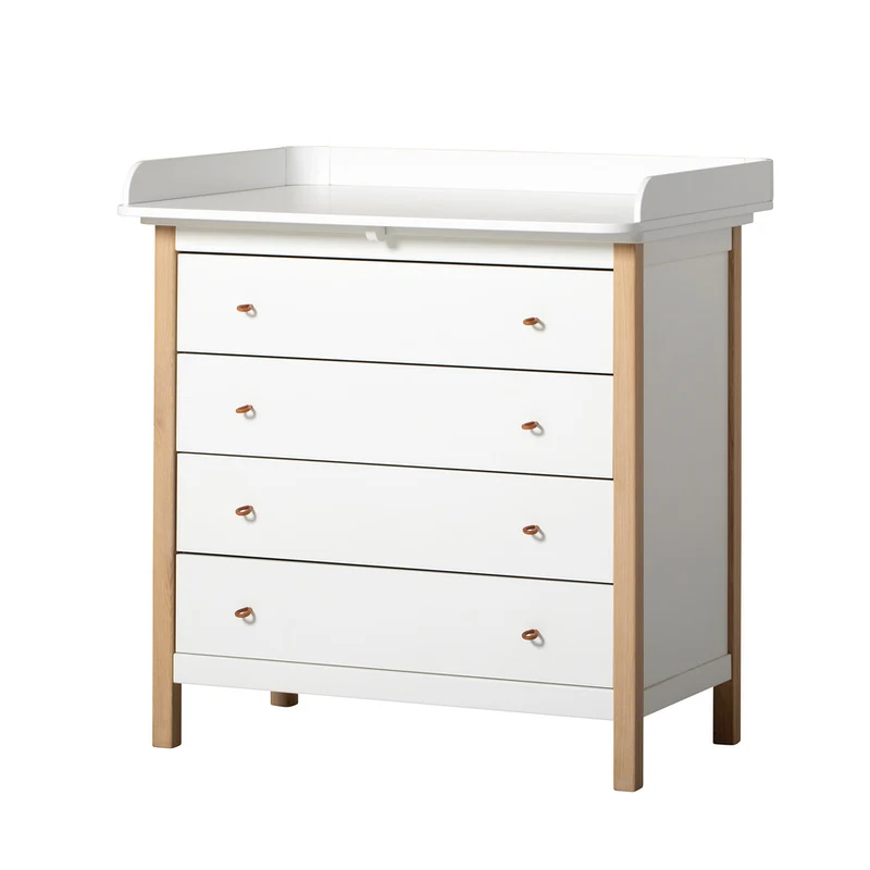 Oliver Furniture  Wood Wickelkommode 4 Schubladen mit Wickelplatte  Weiss/Eiche - Image 3
