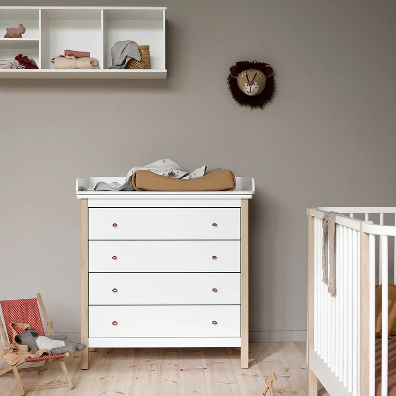 Oliver Furniture  Wickelplatte für Wood Kommode mit 4 Schubladen  Weiss - Image 2