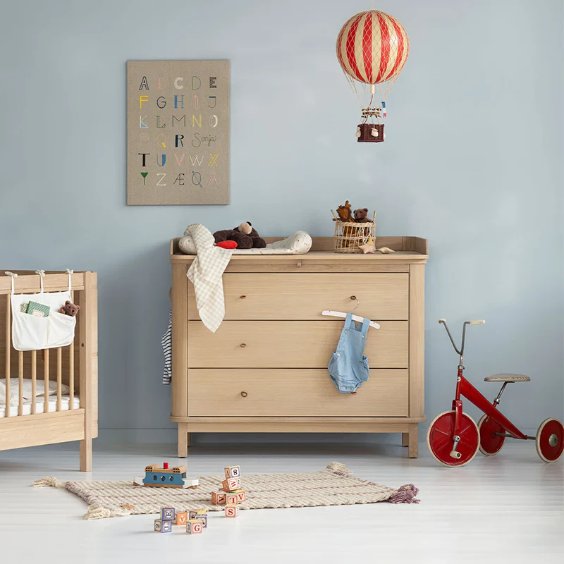 Oliver Furniture  Wickelplatte für Wood Kommode mit 3 Schubladen  Eiche - Image 2