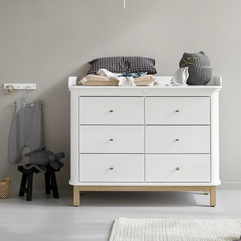Oliver Furniture  Wickelplatte gross für Wood Kommode mit 6 Schubladen  Weiss - Image 2
