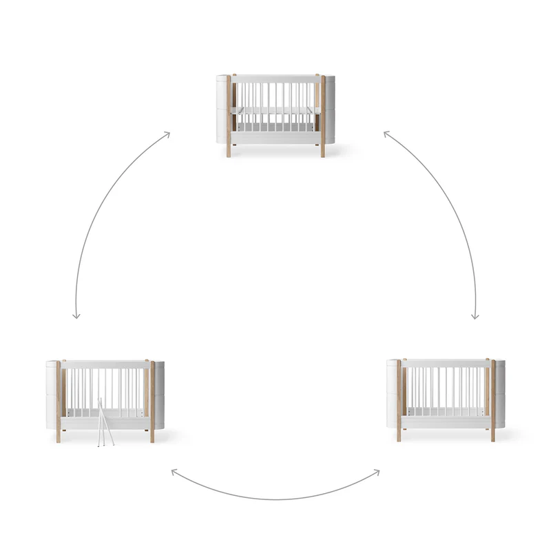 Oliver Furniture  Wood Mini+ Babybett exkl. Umbauset Juniorbett  Weiss/Eiche - Image 3