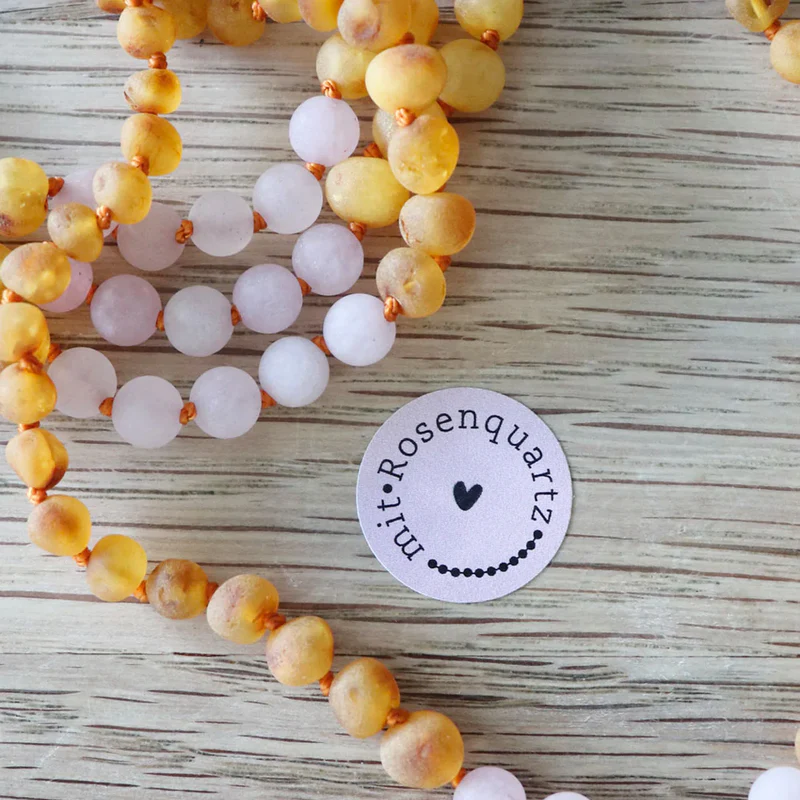 Petit Stellou  Bernsteinkette Honey  Rose Quartz - Image 4