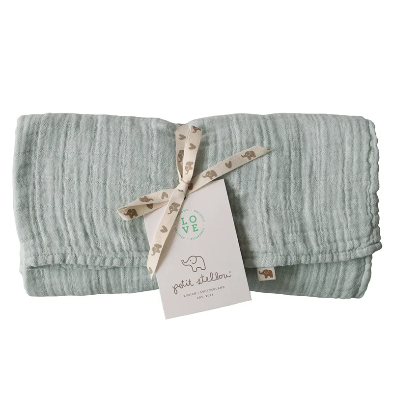 Petit Stellou Mulltuch Nooshi Blanket Seafoam - Image 3