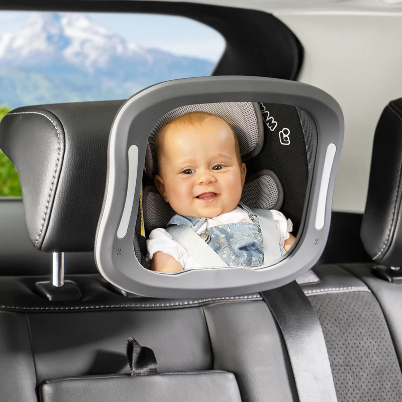 Reer  Baby View LED inkl. Fernbedienung  Auto-Sicherheitsspiegel mit Licht Schwarz - Image 4