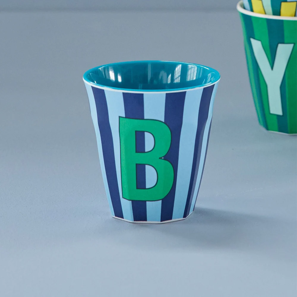Rice  Melamin Becher Mittel 'Buchstabe B' Multicolor Stripes Blue - Image 2