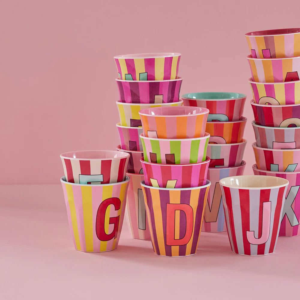 Rice  Melamin Becher Mittel 'Buchstabe Z' Multicolor Stripes Pink - Image 2