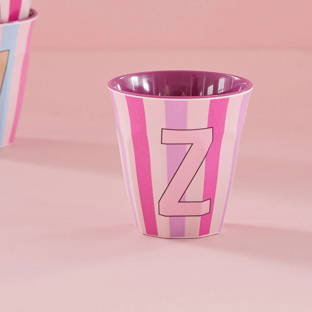 Rice  Melamin Becher Mittel 'Buchstabe Z' Multicolor Stripes Pink - Image 3