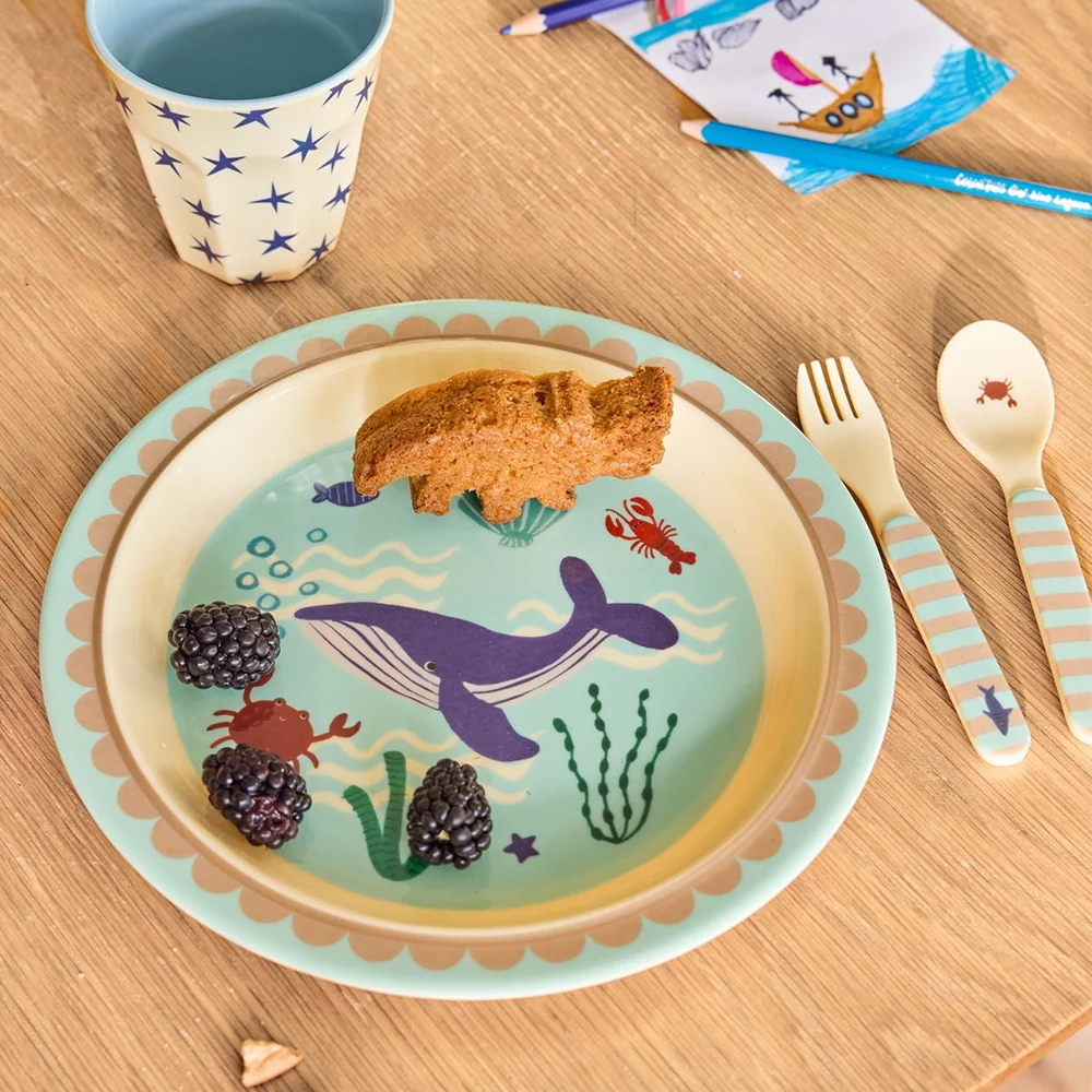 Rice  Melamin Kinderteller 'Ocean' Blue - Image 2