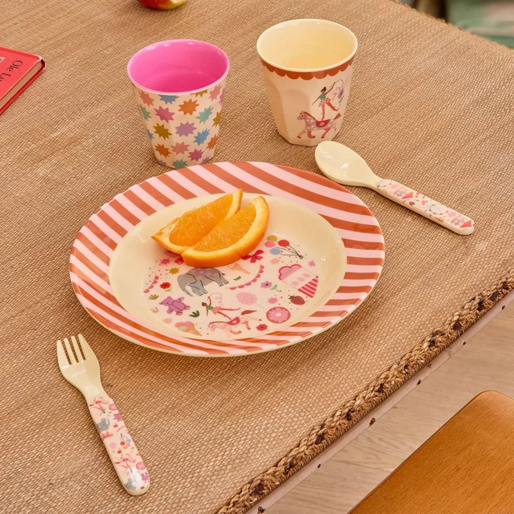 Rice Melamin Kinderteller tief 'Fun Fair' Pink - Image 2