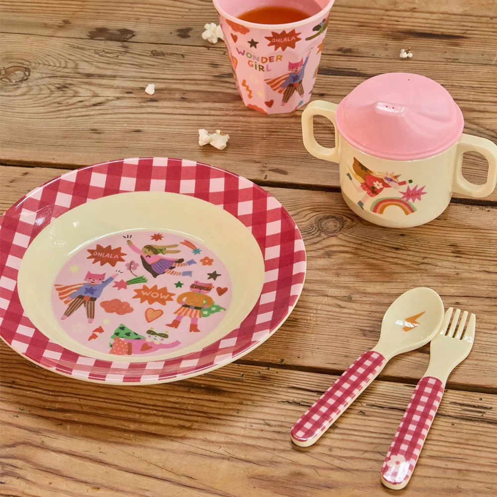 Rice Melamin Kinderteller tief 'Hero' Pink - Image 2