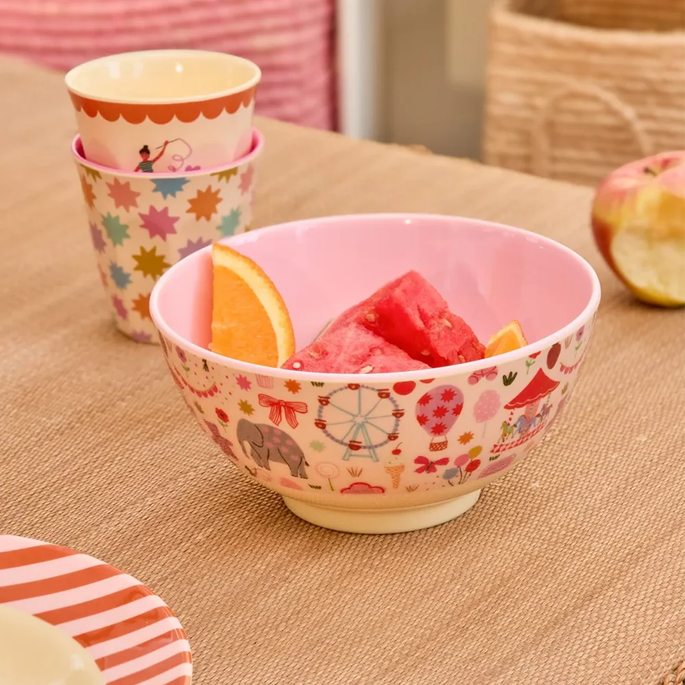 Rice Melamin Schüssel Mittel 'Fun Fair' Pink - Image 2