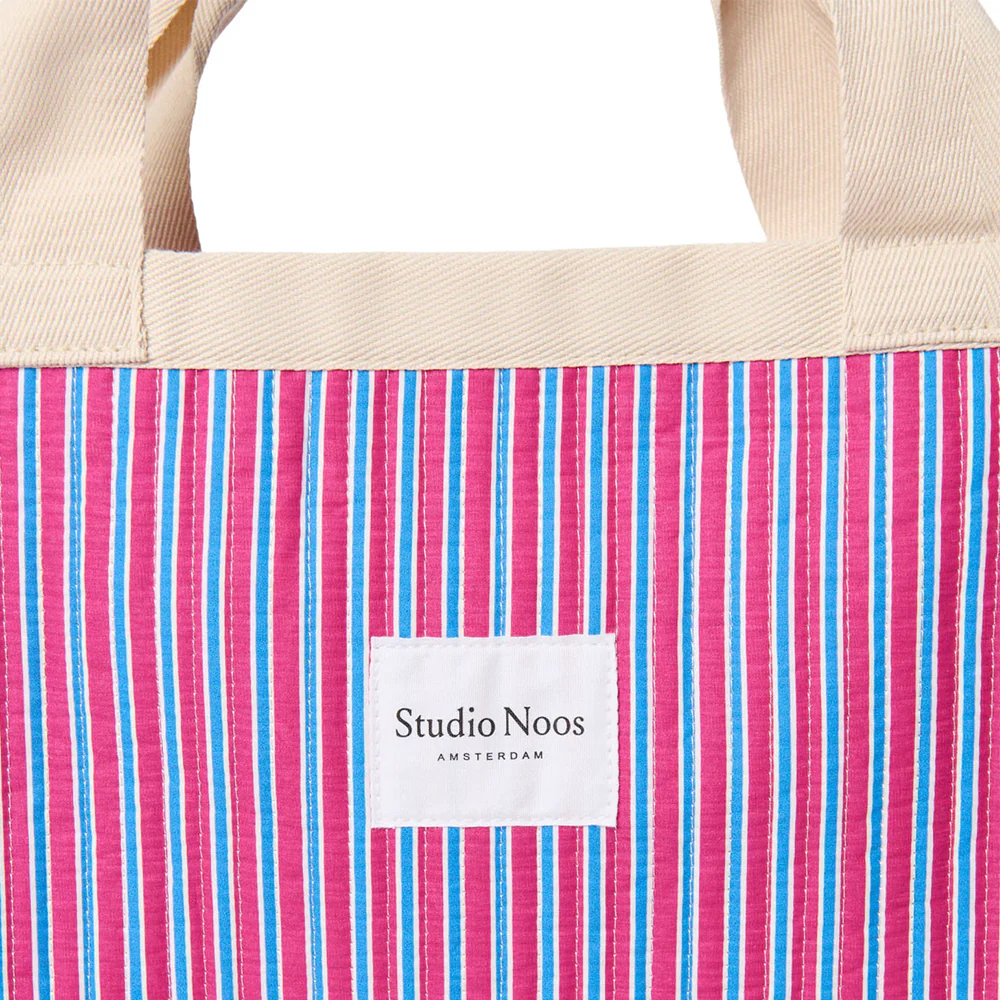 Studio Noos  Beach Bag 'Poplin' Raspberry Striped - Image 7