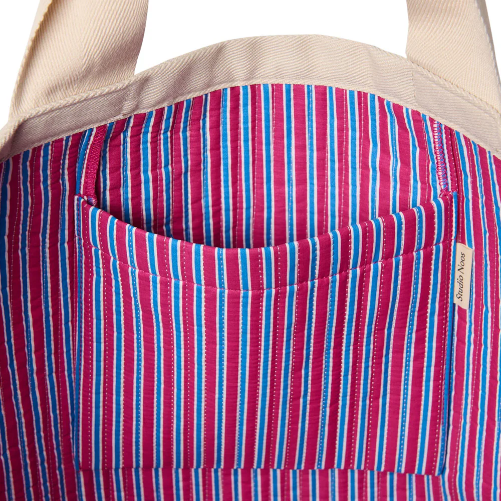 Studio Noos  Beach Bag 'Poplin' Raspberry Striped - Image 9