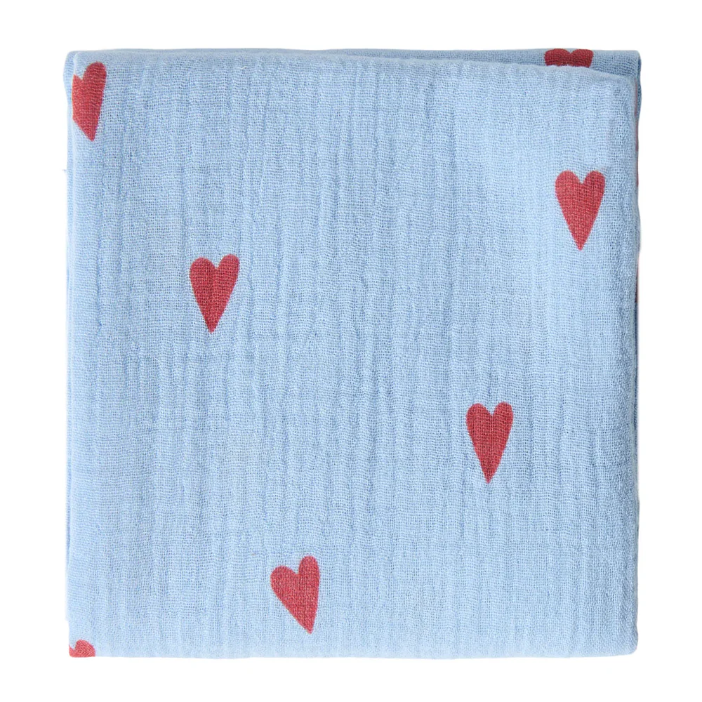 Studio Noos Mulltuch 'Hearts' 70 x 70 cm Light Blue - Image 3