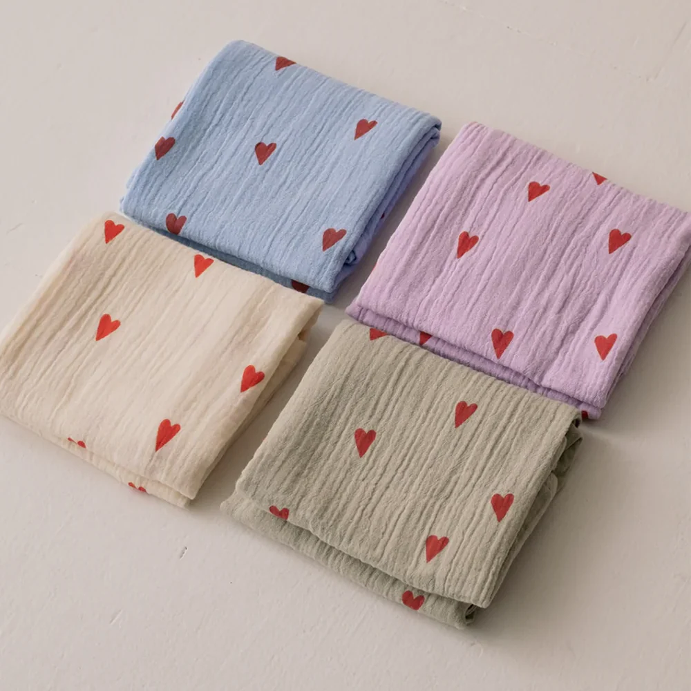 Studio Noos Mulltuch 'Hearts' 70 x 70 cm Light Blue - Image 4