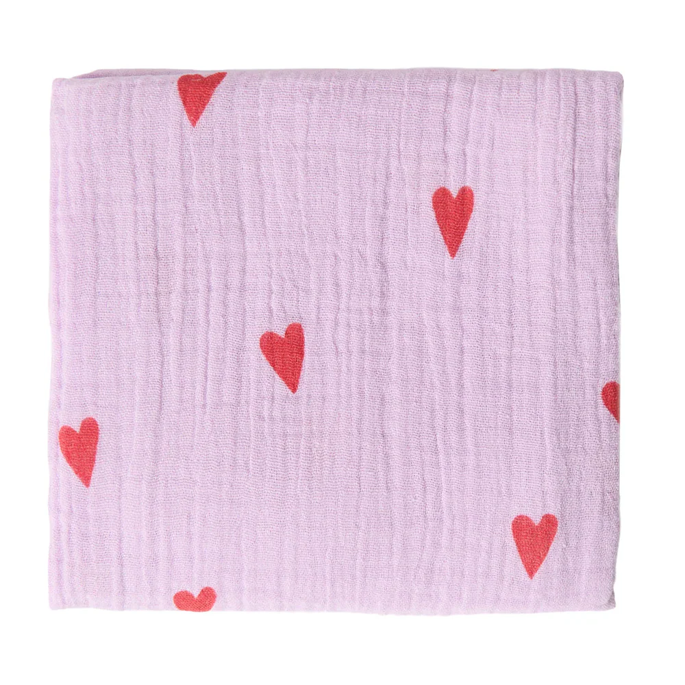 Studio Noos Swaddle 'Hearts' 120 x 120 cm Lilac - Image 3