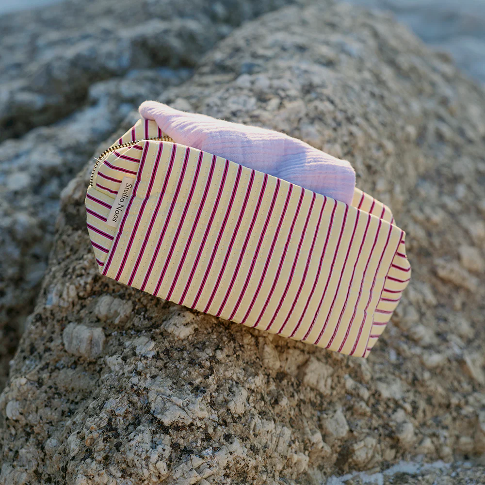 Studio Noos Necessaire 'Poplin Pouch' Butter Yellow Striped - Image 2