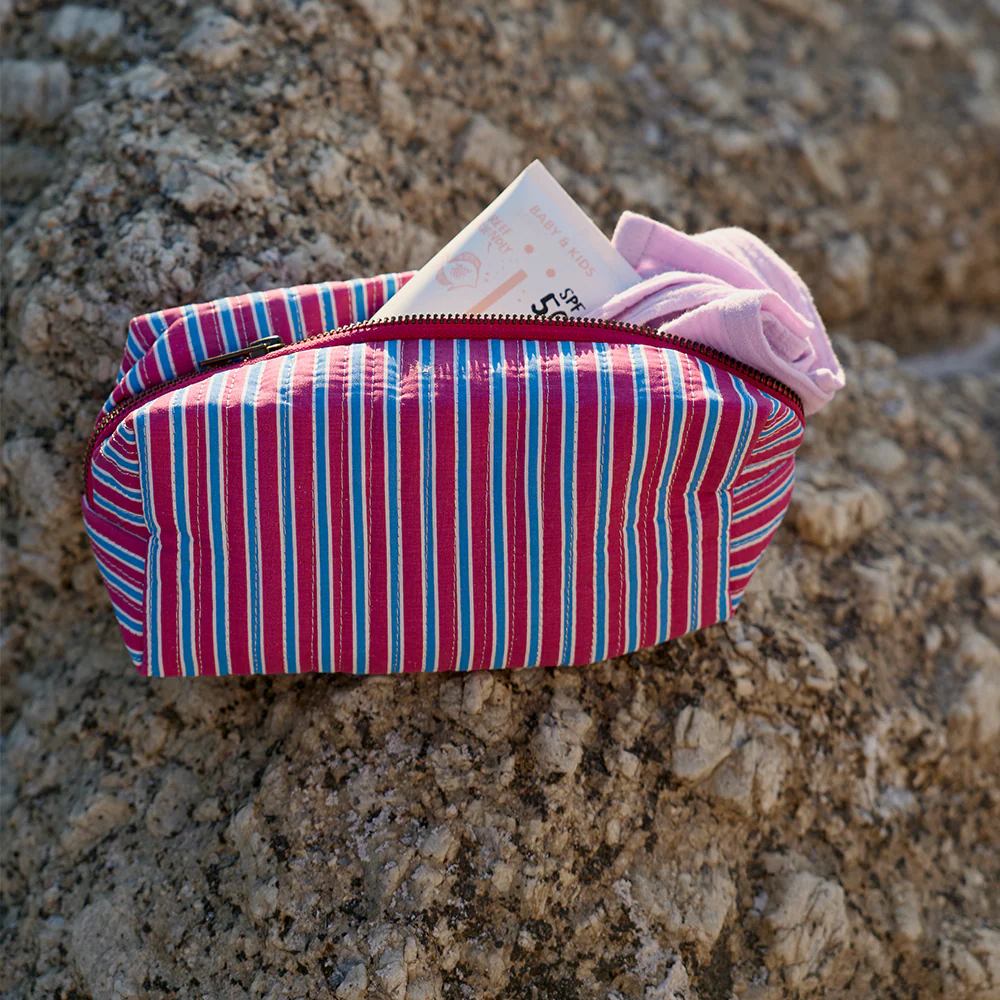 Studio Noos Necessaire  'Poplin Pouch' Raspberry Striped - Image 2