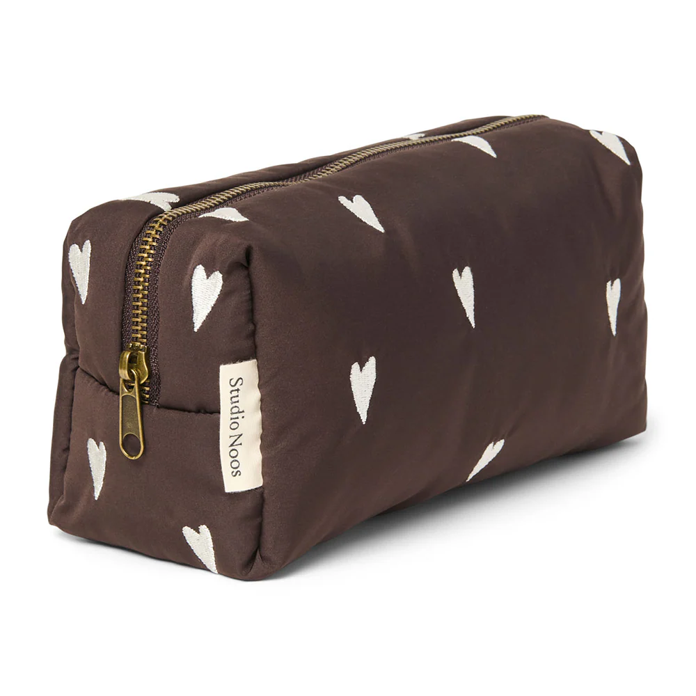 Studio Noos Necessaire  'Puffy Pouch' Brown Hearts - Image 5