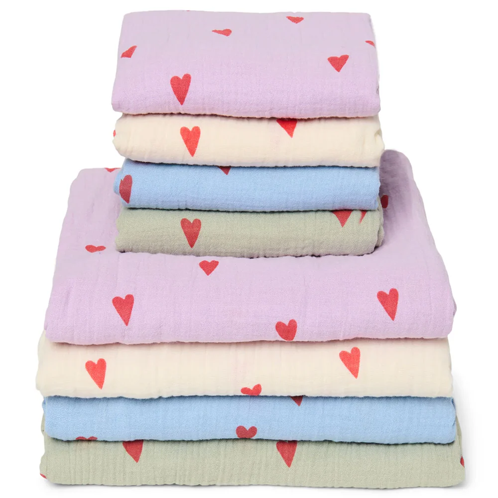 Studio Noos Swaddle 'Hearts' 120 x 120 cm Light Blue - Image 4