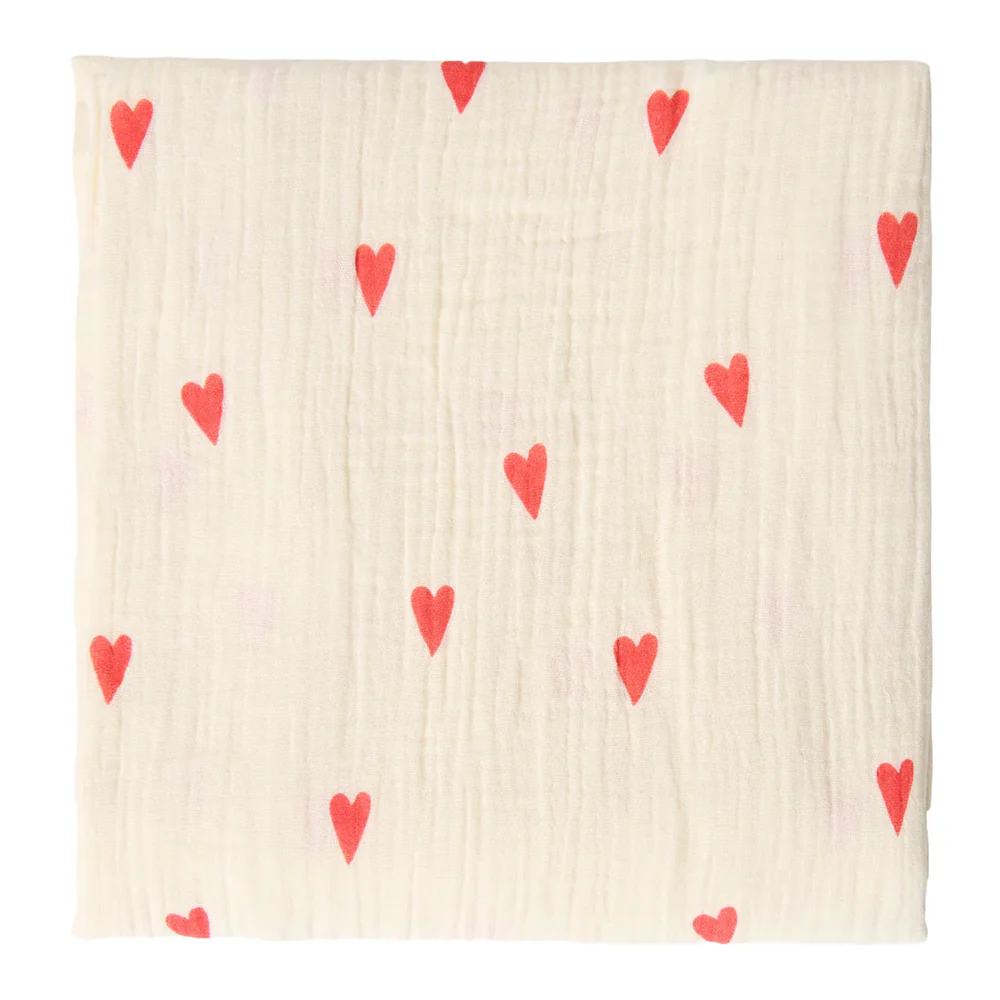 Studio Noos Swaddle 'Hearts' 120 x 120 cm Off White - Image 3