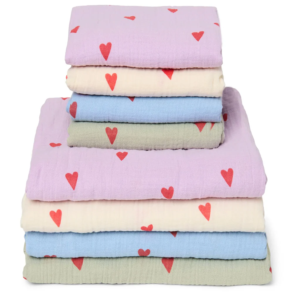 Studio Noos Swaddle 'Hearts' 120 x 120 cm Sage Green - Image 5